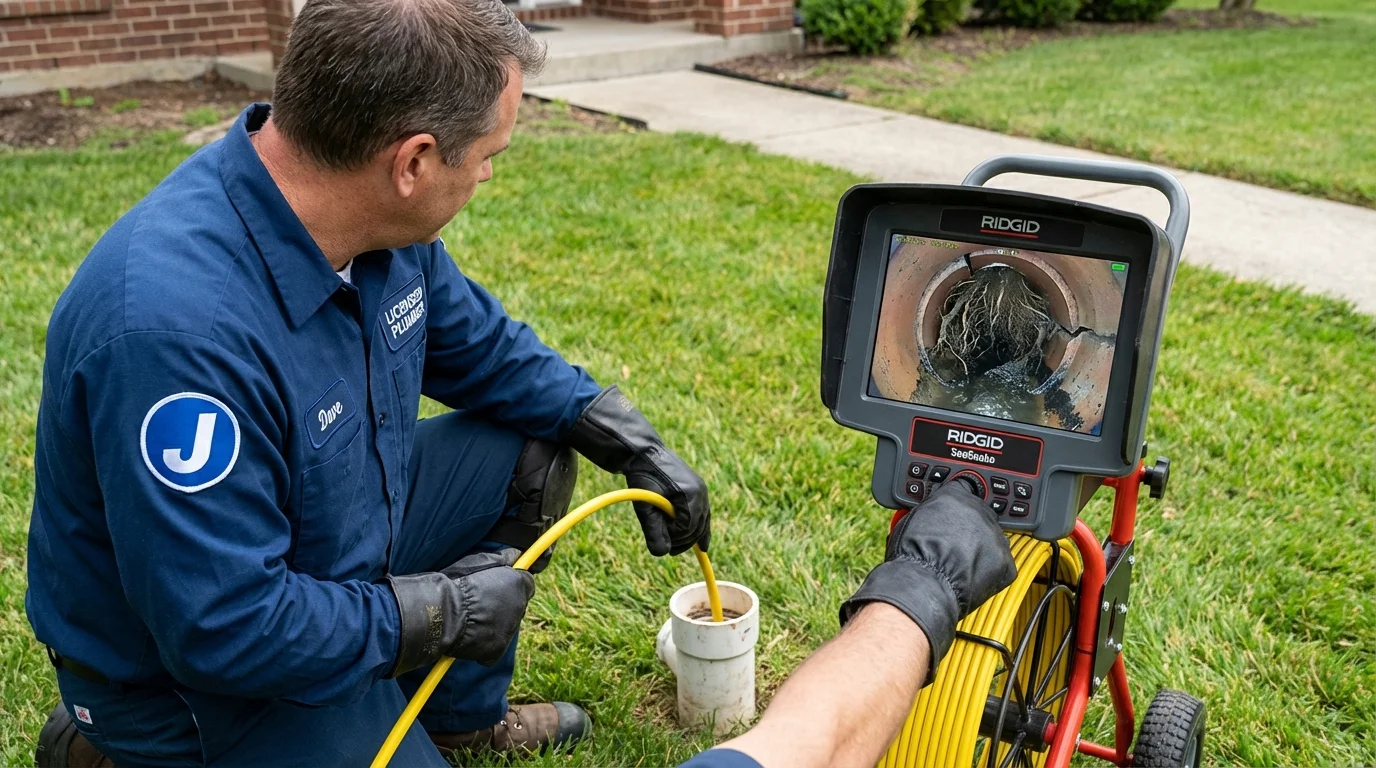 Sewer camera inspection being performed by Johns Plumbing LLC in Lafayette